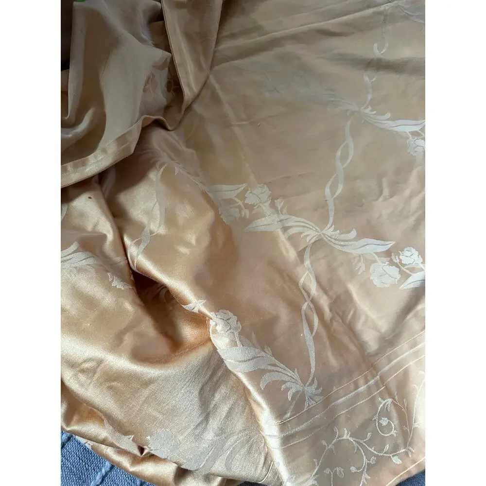 Tablecloth Jacquard 114x60” gold floral damask luxury